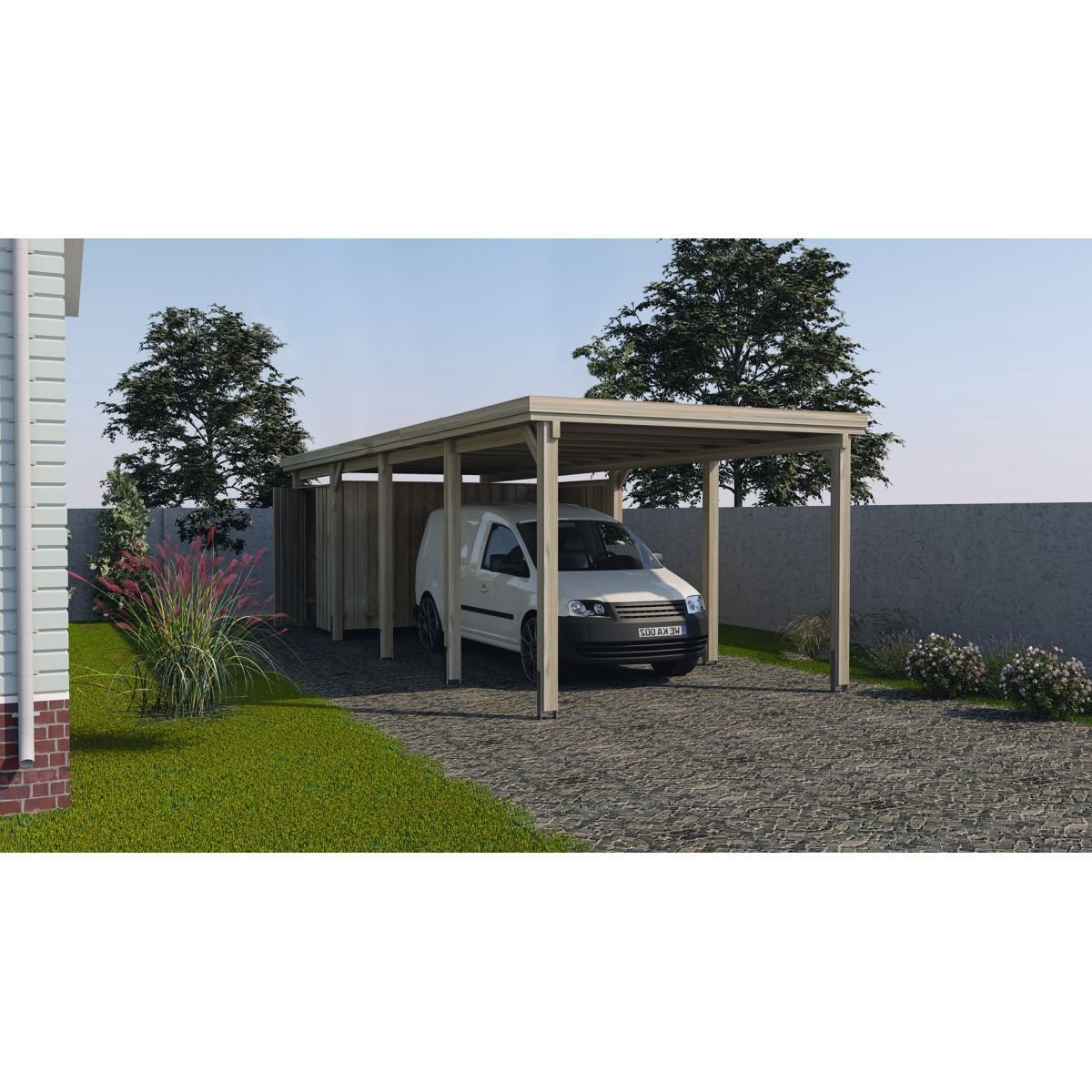 Carport WEKA bois 617 T3 sans toit imprégné autoclave – Image 2