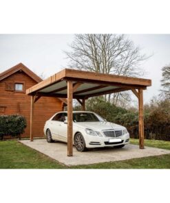 Carport CENTRALE BRICO en bois avec couverture acier galvanisé 17.5m2