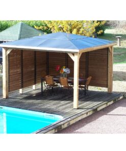 Abri de piscine BLUETERM 14,36 m² deux parois à ventelles