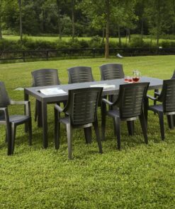 Dmora Rattan d'extérieur Susa, rectangulaire manger, table de jardin extensible