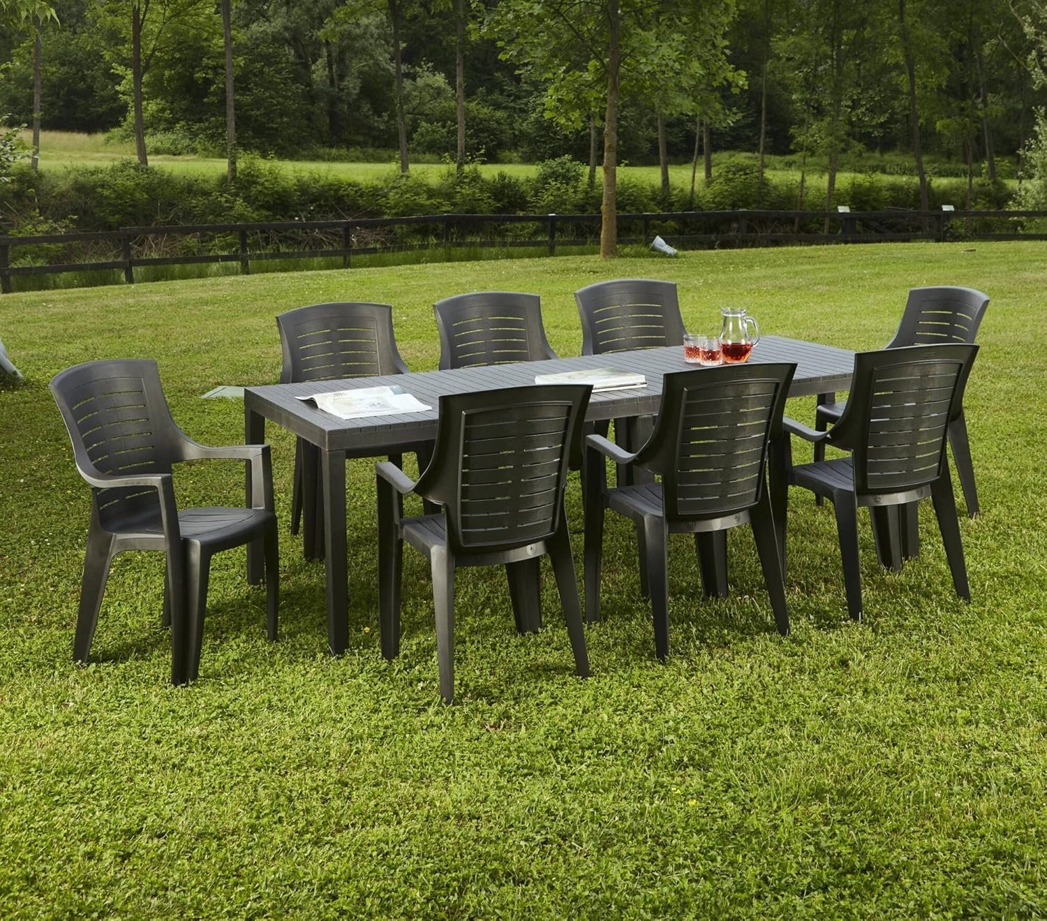 Dmora Rattan d'extérieur Susa, rectangulaire manger, table de jardin extensible