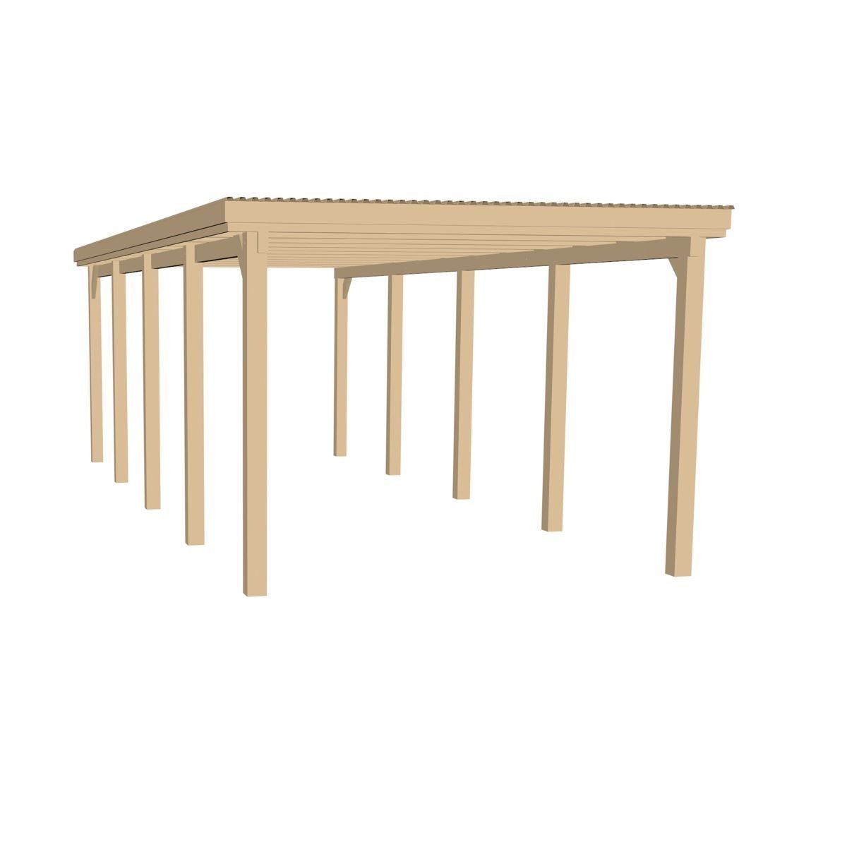 Carport WEKA bois 617 T3 sans toit imprégné autoclave – Image 3