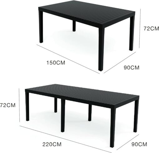 Dmora Rattan d'extérieur Susa, rectangulaire manger, table de jardin extensible – Image 3