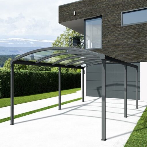 Abris de voiture en aluminium autoporté avec toiture en polycarbonate – Image 3