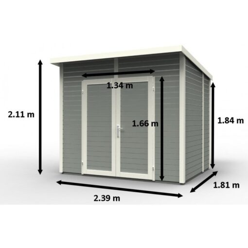 Abri de jardin 4,31m² Skur 4 + plancher traité peint gris Baltic – Image 6