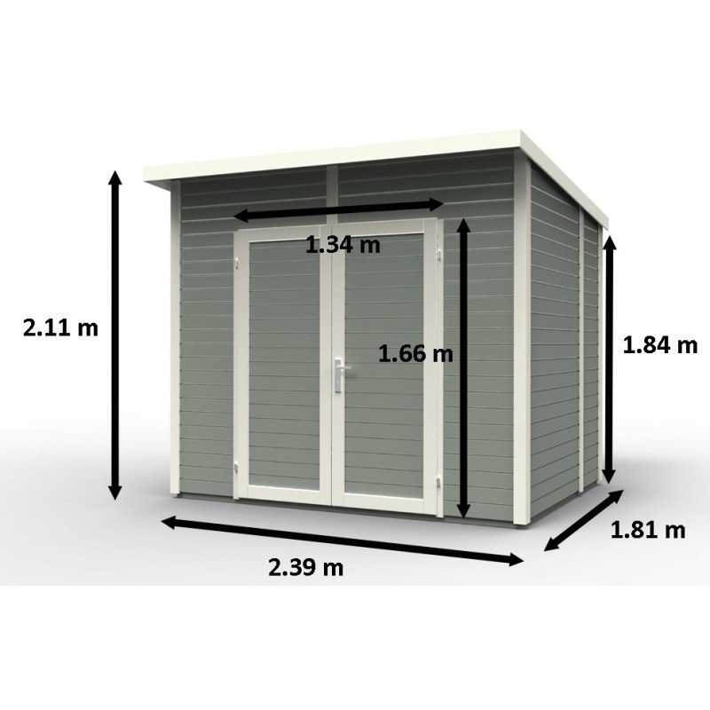 Abri de jardin 4,31m² Skur 4 + plancher traité peint gris Baltic – Image 6