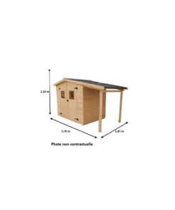 Alternative view of Abri de jardin en bois brut 4,08m² + bûcher 2,08m² + plancher