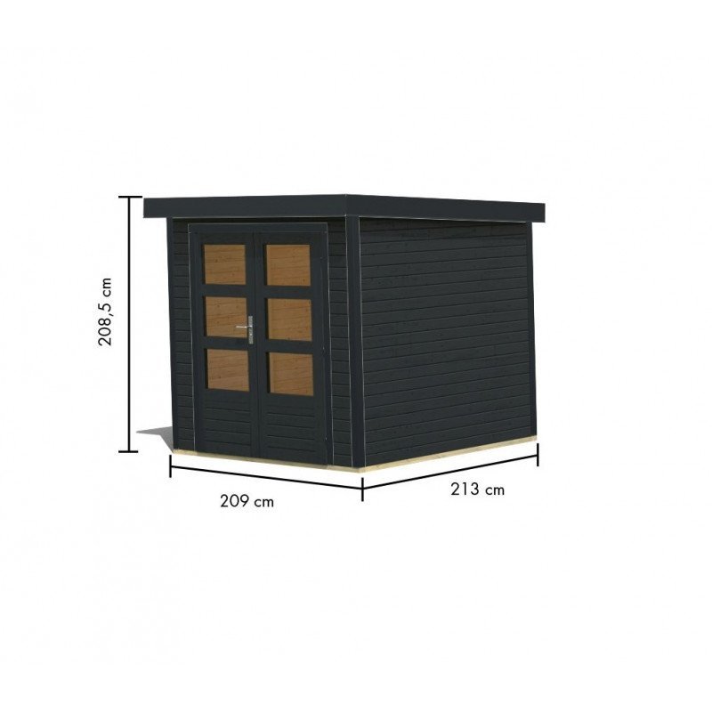 Abri de jardin en bois gris anthracite 19mm - acier gris anthracite - 4,45m² Jupiter C – Karibu – Image 4