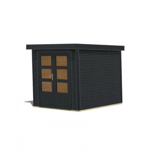 Abri de jardin en bois gris anthracite 19mm - acier gris anthracite - 4,45m² Jupiter C – Karibu – Image 3