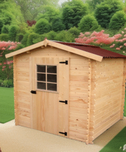 Alternative view of Abri de jardin en bois massif 3,80m² – madriers 20mm - Habrita