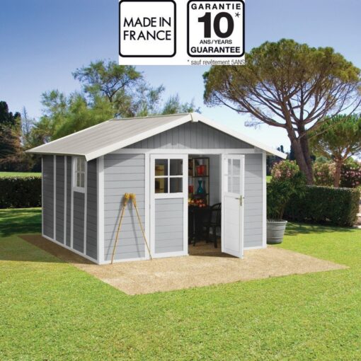 Abri de jardin en PVC 11,2m² DECO gris clair et blanc Grosfillex – Image 4