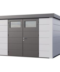 Abri Telluria en acier galvanisé blanc 9,8m² avec double porte Eleganto 3330
