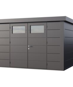 Abri Telluria en acier galvanisé gris 9,8m² avec double porte Eleganto 3330