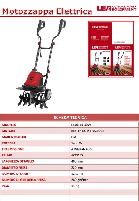 Motobineuse électrique 1400W fraisage 40cm LEA LE40140-40W – Image 5