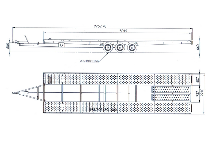 Remorque porte voiture à trois essieux 800X230 UNIPLAT 800/3 S 3500 KG – Image 2