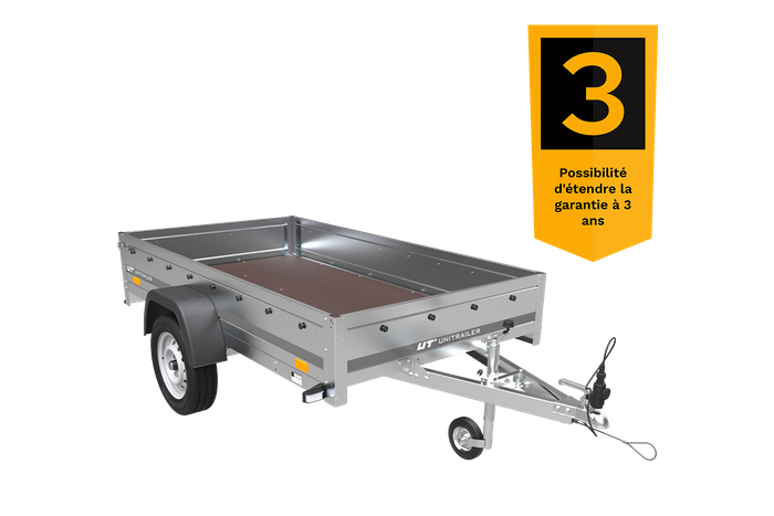 Remorque voiture simple essieu Unitrailer Garden Trailer 230 x 125 cm avec timon fixe 500/750 kg – Image 3