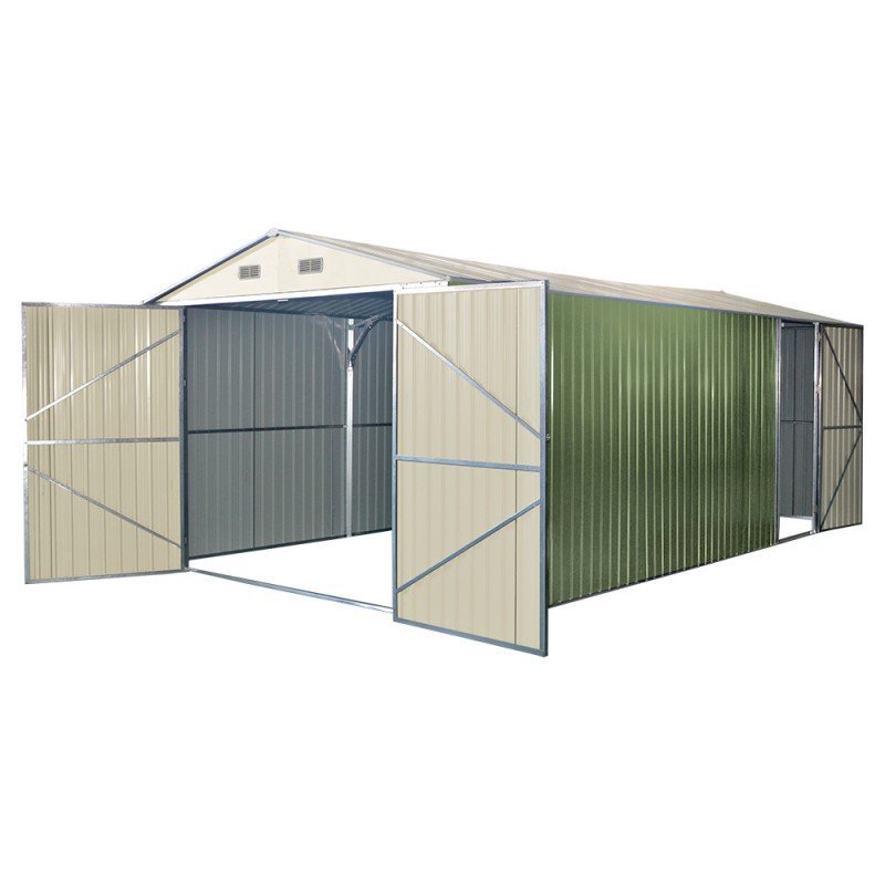 Garage double portes vert pâle et crème 18m² + kit d’ancrage X-METAL – Image 9