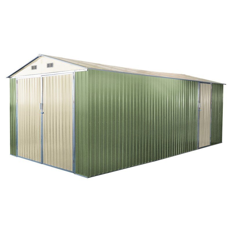 Garage double portes vert pâle et crème 18m² + kit d’ancrage X-METAL – Image 10