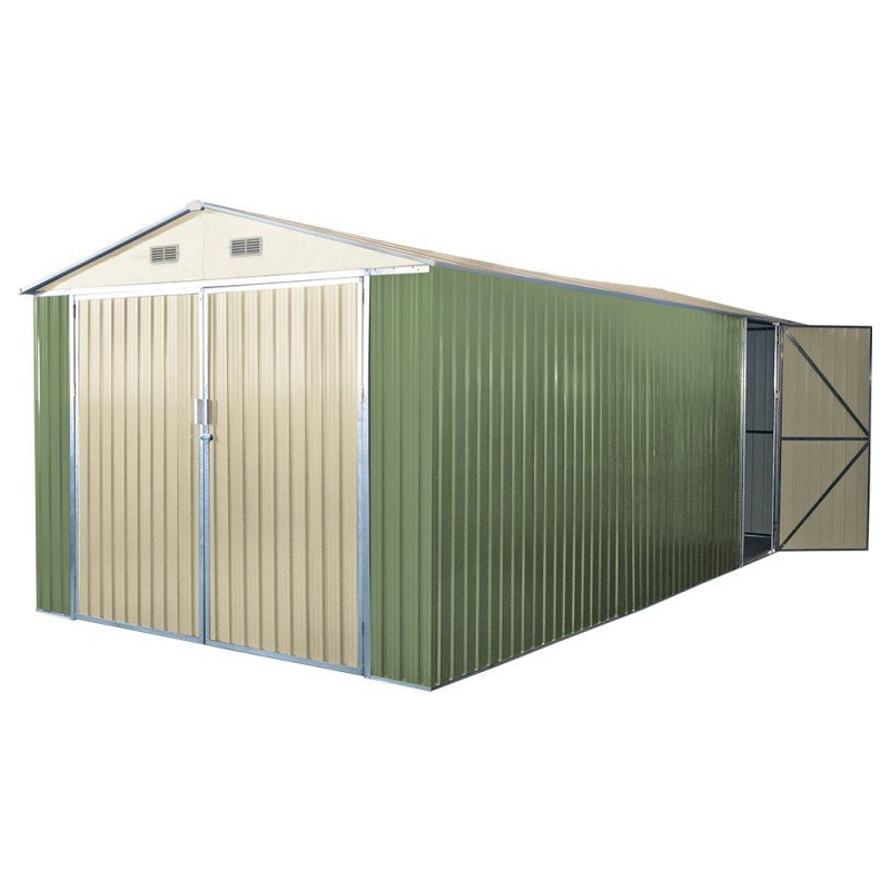 Garage double portes vert pâle et crème 18m² + kit d’ancrage X-METAL – Image 3