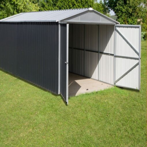 Garage métal YARDMASTER anthracite 19,07m² + kit d’ancrage inclus – Image 3