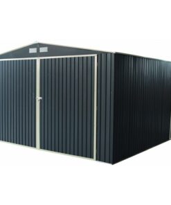 Garage métal anthracite X-METAL double portes 19,61m² + kit d’ancrage