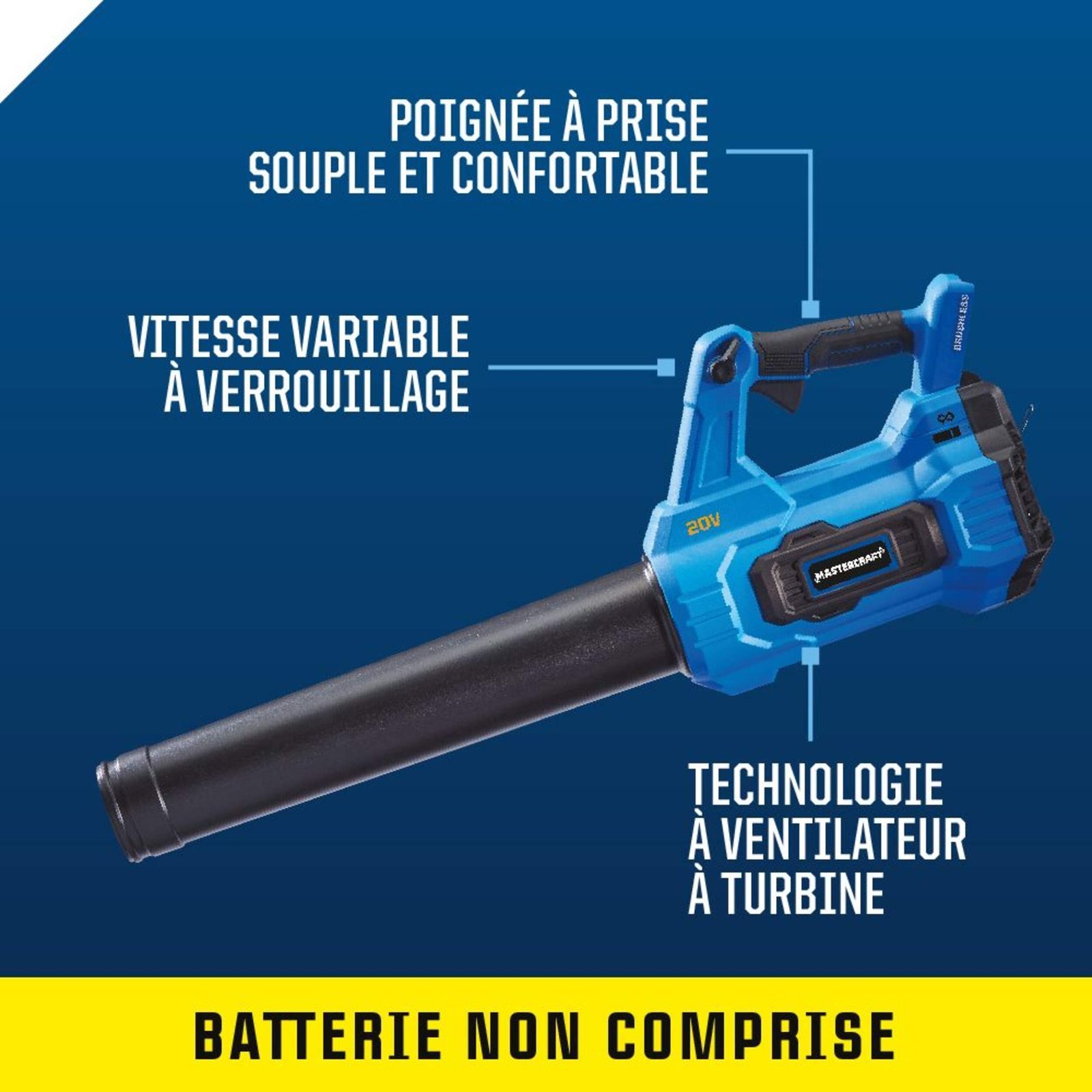 Souffleuse et aspirateur à feuilles sans fil sans balais Mastercraft 20 V – Image 5