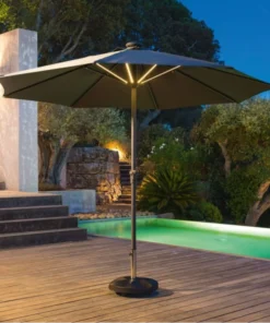 PARASOL GRIS ARDOISE AVEC ÉCLAIRAGE LED