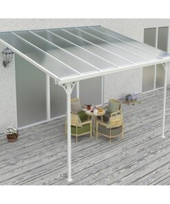 Toit de terrasse ajustable en aluminium laqué blanc 3,05×4,36m X-METAL
